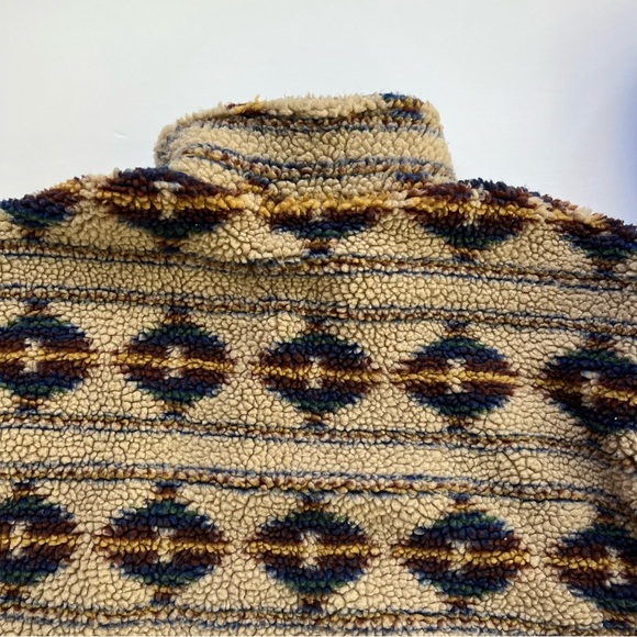 BKE Women’s Medium Colorful Aztec Pattern Tan Sherpa Wubby Quarter Zip Pullover - Picture 7 of 16